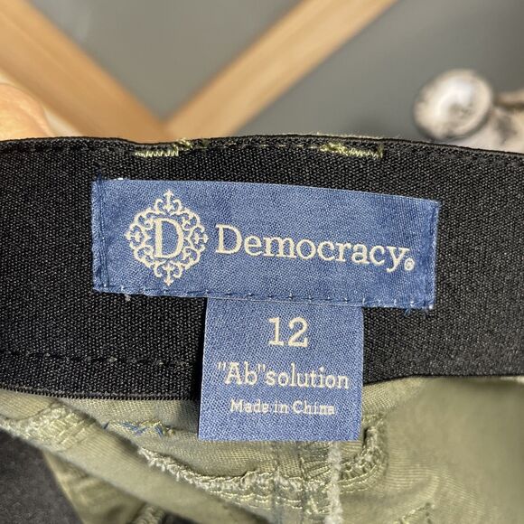 Democracy AB Solution High Rise Cargo Utility Pants Womens 12 Green Stretch - Picture 10 of 11